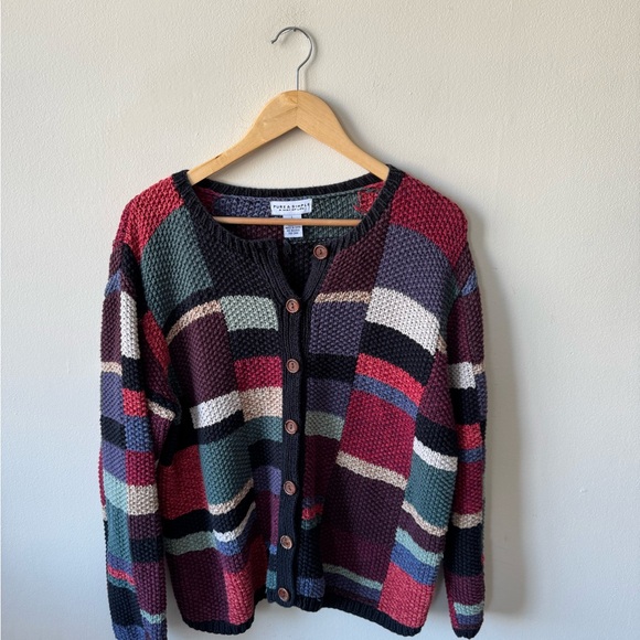 Vintage Multicolor Patchwork Knit Cardigan - Picture 5 of 8